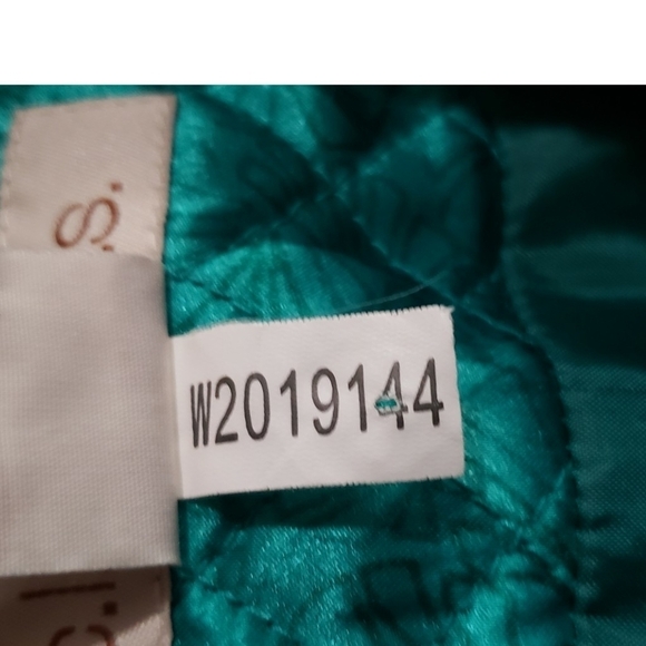 Vintage C.L.O.T.H.E.S Blazer Green XL Quilted Floral Print Asian Inspired Jacket - Picture 14 of 14